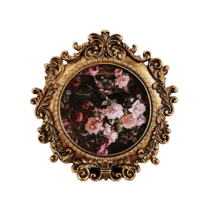 Vintage Ornate Resins Round Photo Frame With Intricate Design For Wall Hanging or Desktop Display Home Decors Gift