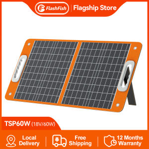 Flashfish 60W Foldable Monocrystalline solar panel 18V with USB QC3.0 Type-C 45W solar controller portable kit suitable for outdoor camping hiking fishing