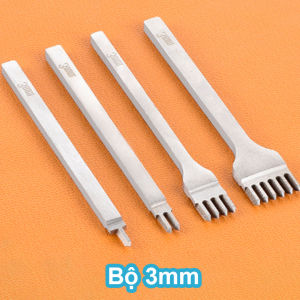 Bộ Dụng cụ đục lỗ đồ da hình kim cương chất liệu thép trắng Đục Xiên cao cấp Đục trám cán mỏng