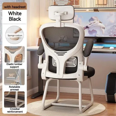 Ergonomic Office Chair Comfortable For Extended Sitting Gaming ChairArmrests Swivel 90° Computer ChairWith Adjustable Headrest High back chair With Lumbar Support Bow Chair Home Study Chair Desk Chair Mesh Breathable Backrest Dormitory Chair