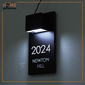 Nomor Rumah Nyala Model Pilar Aesthetic Signage Free Adaptor