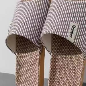 [Free Shipping] Linen Slippers For Men And Women 2026 New Summer Indoor Home Use Eva Cotton Linen Breathable Sweat-Absorbing Non-Slip