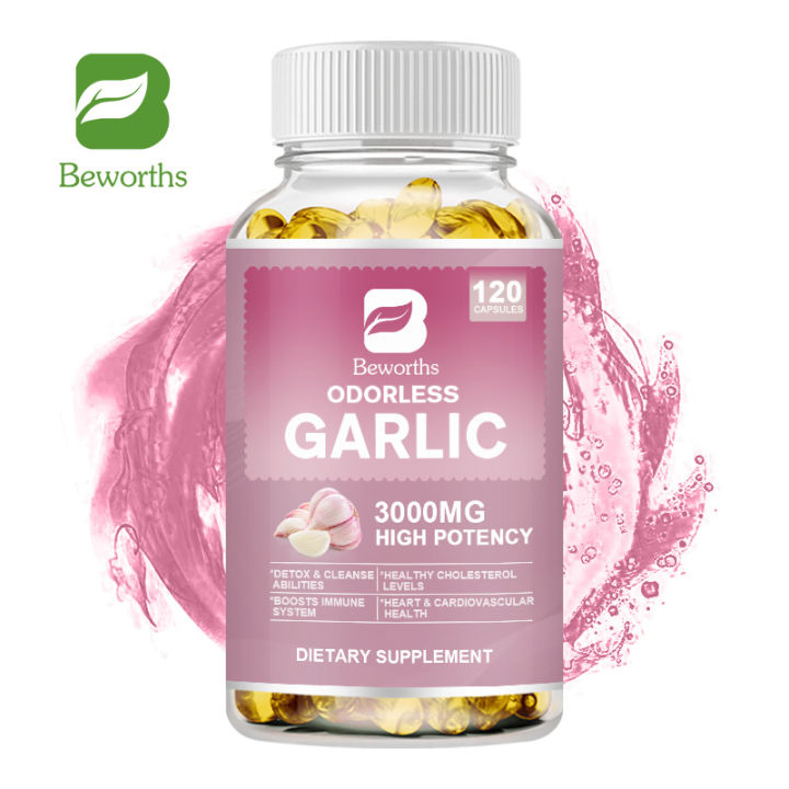 Odorless Pure Garlic Capsules 3000 Mg Per Serving for Heart