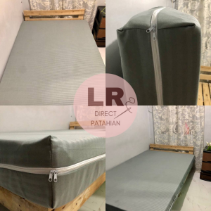 PLAIN GRAY STRIPED FOAM COVER 3 SIDES ZIPPER - 100% PURE CANADIAN COTTON