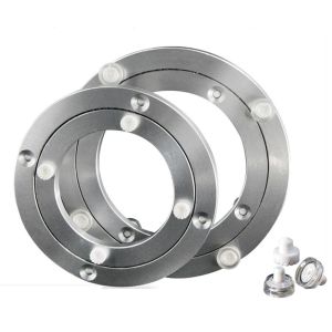 JIJES เรียบเนียน โต๊ะหมุนอลูมิเนียม ป้องกันสนิมทน เงียบเงียบๆ จานหมุนโต๊ะทรงกลม ใช้งานได้จริง เข้าถึงได้ง่าย รางหมุนอลูมิเนียมอัลลอย งานเลี้ยงอาหารค่ำปาร์ตี้