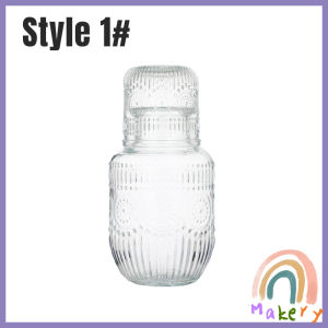 Makery Glass Carafe Pitcher and Water Cup 540ml Bedside Water Carafe Household Tea Jug Drinkware Set