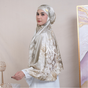 ALRIZKY - Bergo Hijab ARMANI MOTIF LASERCUT (TANPA BAWAHAN) Kerudung Instan Umroh Dan Haji
