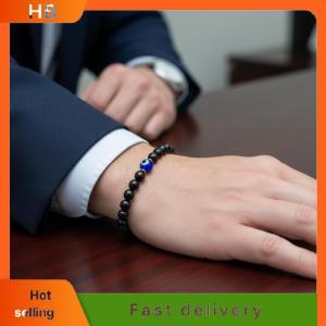 HB Healing Bracelet Black Tourmaline Eye Charm Beaded Jewelry Anxiety Relief Amulet For Gifts Daily Wear