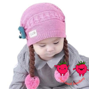 kupluk bayi perempuan model kepang palsu perempuan 1 bulan - 5 tahun