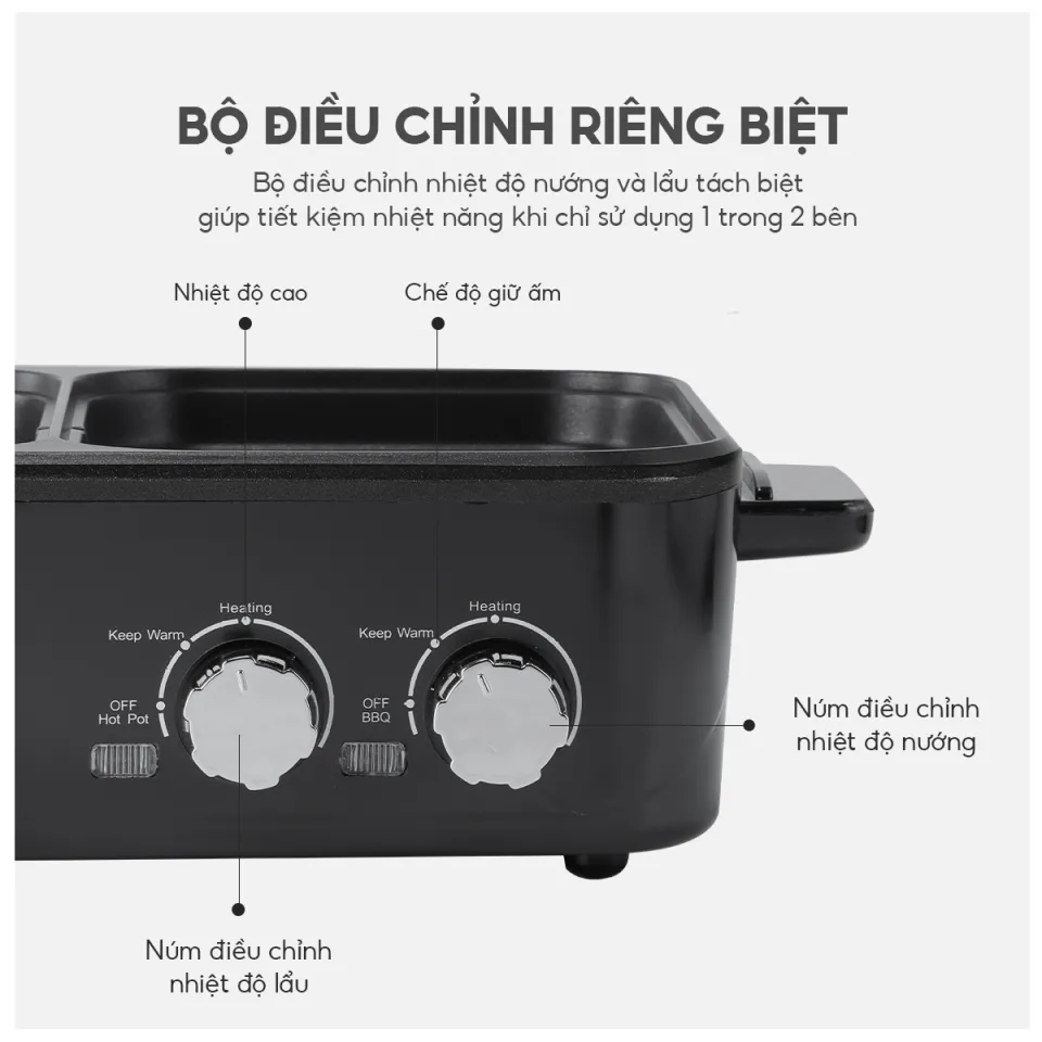 Chỉ 24-29.3 - Voucher 15%] Nồi lẩu điện 2 ngăn mini Lebenlang LBL8583, bếp  lẩu nướng 2in1 công suất 1300W, 1200ml nhanh gọn tiện lợi - hàng chính hãng  | Lazada.vn