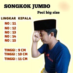 Peci Jumbo Big Size No 11 12 13 14 15 Tinggi 9 cm 10 11 cm peci ukuran kepala besar songkok ukuran kepala besar. BERKUALITAS