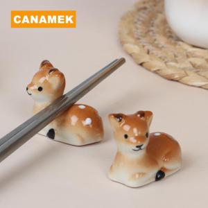 【CANAMEK】 Cute Sika deer Ceramic Chopsticks for Daily Use Chopstick Rack Chopstick Holder