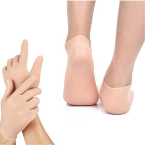 Romyse 1 pair Silicone Socks &Gloves Feet Care Spa Pedicure Heel Moisturizing Cracked Foot Protector Pain Relief Dead Skin Removal