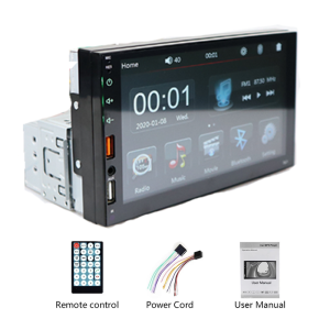 1 Din 7 นิ้วรถวิทยุ MP5 เครื่องเล่นมัลติมีเดียความละเอียดสูงหน้าจอสัมผัส FM AUX อินพุตบลูทู ธ USB Mirror Link