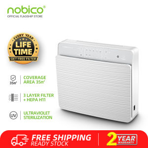 Nobico J022 เครื่องฟอกอากาศพร้อมฆ่าเชื้อโรค CADR 150m ³/ ชม. พื้นที่ที่มีประสิทธิภาพ35ตร. ม. แผ่นกรอง HEPA H13 6ขั้นตอน【รับประกัน2ปี】