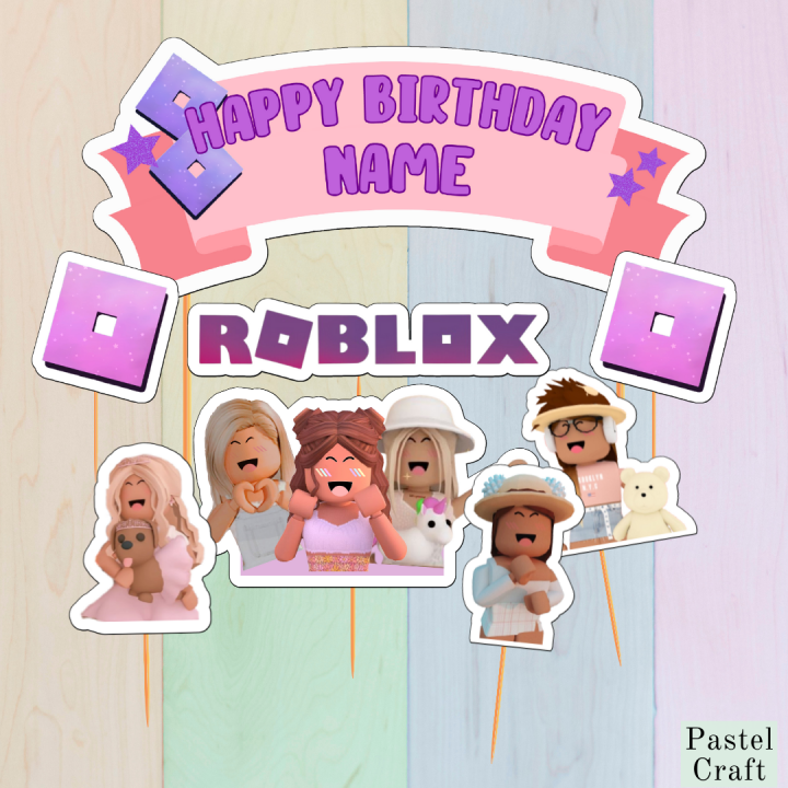 Roblox girl customized cake topper for birthday party events