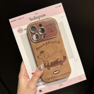 Cartoon sausage Dog Skin Pattern BROWN Phone Case for iPhone 11 13 12 14 15 16 Pro Max PLUS casing Anti Fall Soft COVER FOR iphone14promax Case