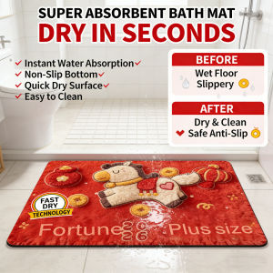 Absorbent Non-slip Plush and Stain-resistant Pony Diatom Mud Floor Mat Cartoon Year of the Horse Diatom Mud Floor Mat for Bathroom