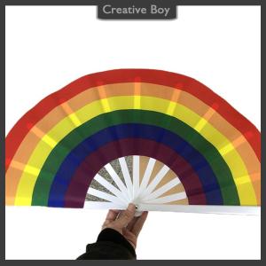 [Creative] Cầu Vồng Gấp Người Hâm Mộ Đồng Tính Nữ Trang Trí Gấp Người Hâm Mộ Lớn Cầm Tay Quạt Tre Gấp Fan Hâm Mộ Cho Nam Giới Phụ Nữ Đám Cưới Nhảy Múa G