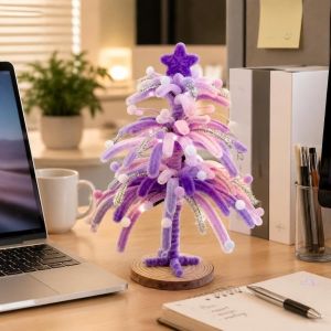 DECALE Handmade Christmas Tree Kit Colorful Home Decor Twisty Stick Weaving Set Festival Artificial Tree New Year Tabletop Xmas Tree Home Decor