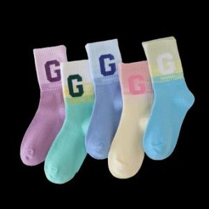 Kids High Quality 5 Pairs Cotton Socks Comfortable Cotton Big C Letter Design Socks for Boys and Girls 1-12 Years Old