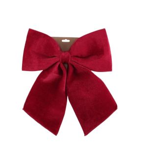 BLISSFUL Solid Color Christmas Bow Ornament Bow Velvet Xmas Gift Box Bow Multi-functional Long Xmas Hanging Pendant Home Decor