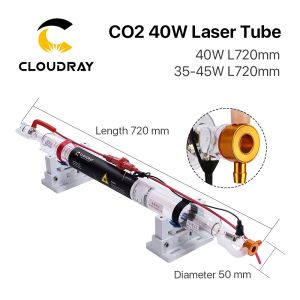 Cloudray 35-45W หลอดเลเซอร์แก้วโลหะ CO2 Metal Glass Laser Tube 720mm สําหรับเครื่องแกะสลักเลเซอร์ CO2