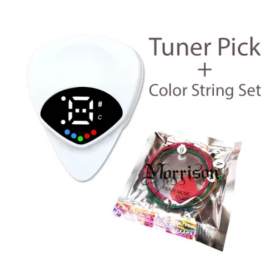2-in-1 Guitar Pick & Tuner. Portable Multi-Purpose Pitch Calibrator for Folk Guitars and Ukuleles 12-Tone