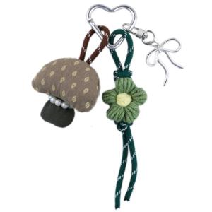 Hoa Keychain trái tim Keyring Ba lô Đồ Treo Túi Xách Móc Chìa Khóa Xe sáng tạo nấm hoạt hình Charm gắn túi trang trí