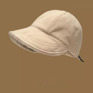 ONERVGY Wide Brim Fleece Baseball Cap Windproof Soft Winter Fisherman Hat Vintage Plush Winter Peaked Cap Woman
