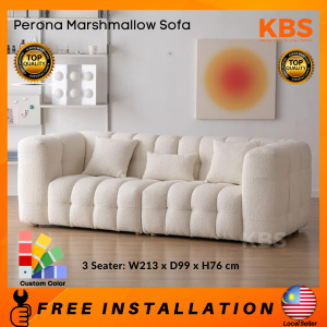 (FREE Installation+Shipping) KBS Perona Marshmallow Sofa / French Bouclé Designer Sofa / 3 Seater / Loveseat / Modern / 3 Seater: W213 x D99 x H76 cm