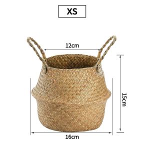 Woven Seagrass Belly Basket for Storage Plant Pot Basket and Laundry Picnic and Grocery Basket