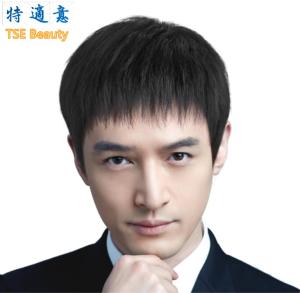 TSEWig Mens Short Hair Korean-style Handsome Human Hair Flat Brush Cut Wig Sheath Men Natural Wig RW02