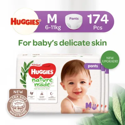 [1 Carton] Huggies Platinum Naturemade Pants M