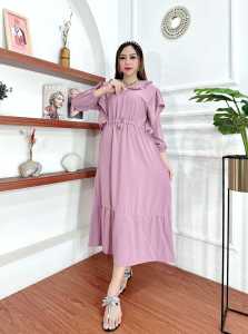 Longdress Gamis Jumbo 120 Crinkle Airflow Premium Busui Sleting Tali Serut Depan Lengan Karet
