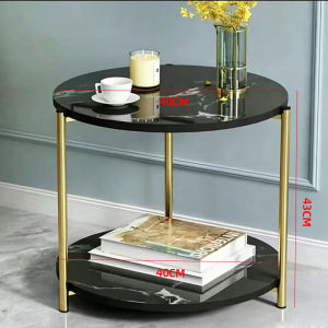 Nordic Light Luxury Round Coffee Table Simple Double Layer Side Table Modern Home Living Room Bedroom Bedside Small Table
