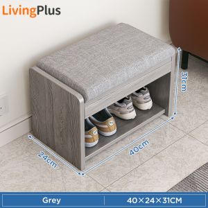 Shoe Storage Bench 2 Layer Shoe Changing Stool With Flap Rak Kasut Shoe Rack With Sofa Cushion Household Doorway Modern Shoe Cabinet Shoe Rack