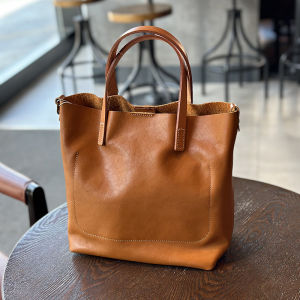Womens Genuine Leather Handbag Japanese Vintage Style Cowhide Shoulder Crossbody Bag Minimalist Elegant Design for Spring Summer Daily Commute - New Arrival