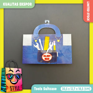 Isi 1 Paper Bag / Tas Kertas Bentuk Koper Motif Lucu Peralatan Reparasi dan Glitter Kualitas Ekspor untuk Pesta Ulang tahun Souvenir Kado