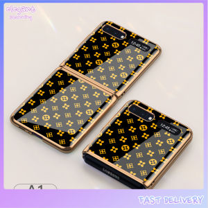 elegantstunning For Samsung Galaxy Z flip Foldable Cellphone Shell Electroplated Painted Folding Phone Case