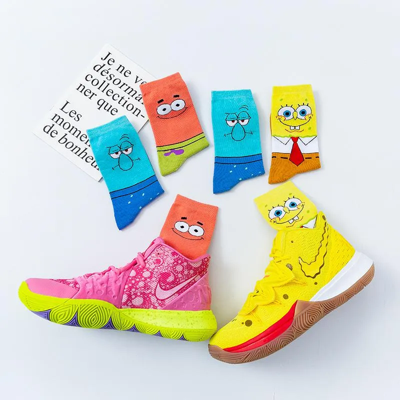 Kyries 5 x Spongebob Iconic Socks Mid Cut Unisex Socks 100 Cotton Pineapple House Iconic Socks Patrick Sheldon Couple Scoks Lazada PH