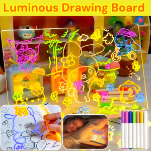 Luminous Drawing Board With 7 Colorful Pens Mess-Free Erasable Toy For Kids Learning Educational Gift