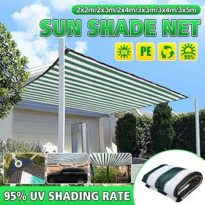 Sunshade Net 90% SunProof Awning Canopy Anti-UV Outdoor Camping Garden Sunscreen Cloth Car Sunblock Shade Cover Plant Greenhouse Cover - Dark Green Stripes