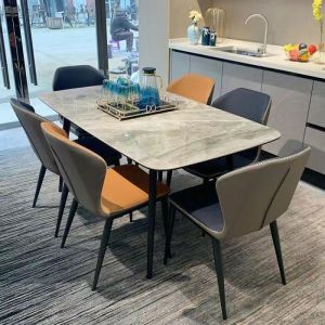 Dining Table Slate Dining Table Chair Combination Small Apartment Household Glossy Surface Rectangle