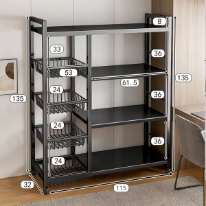 【COD&Local】Kitchen rack vegetable basket Shelf with wheels household floor-standing multi-layer sideboard fruit and vegetable storage rack microwave oven storage cabinet