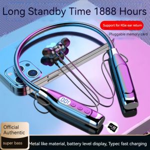 Waterptoof Neckband Headphones LED Digital Display Sports Headsets Wireless Neckband Headphone Magnetic Sport Neckband Neck-hanging C10 with Mic Magnetic TF Card Comfortable