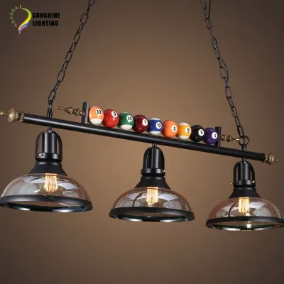 Nordic Creative Billiard Table Pendant Lamp Loft Decor Home Lights Retro Industrial Chandelier LED E27 Pendant Lights Restaurant Bar Cafe Pub Club Clothing Glass Hanging Lamp