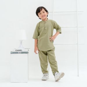 JENAKA KIDS Kaaf Koko Kurta Anak Baju Koko Pakaian Muslim Anak Warna SAGE GREEN