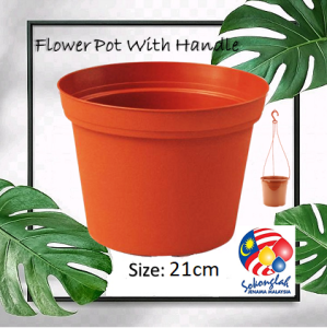 8.5inc 21.5cm Pasu Pokok Bunga Plastic Flower Pot - 210/H with handle