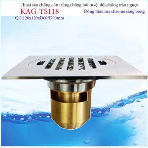 [HCM]Thoát sàn chống hôi nhà tắm 12x12cm KAG-TS118 phễu thoát sàn chống trào chống côn trùng thoát nước nhanh chặn tóc tốt